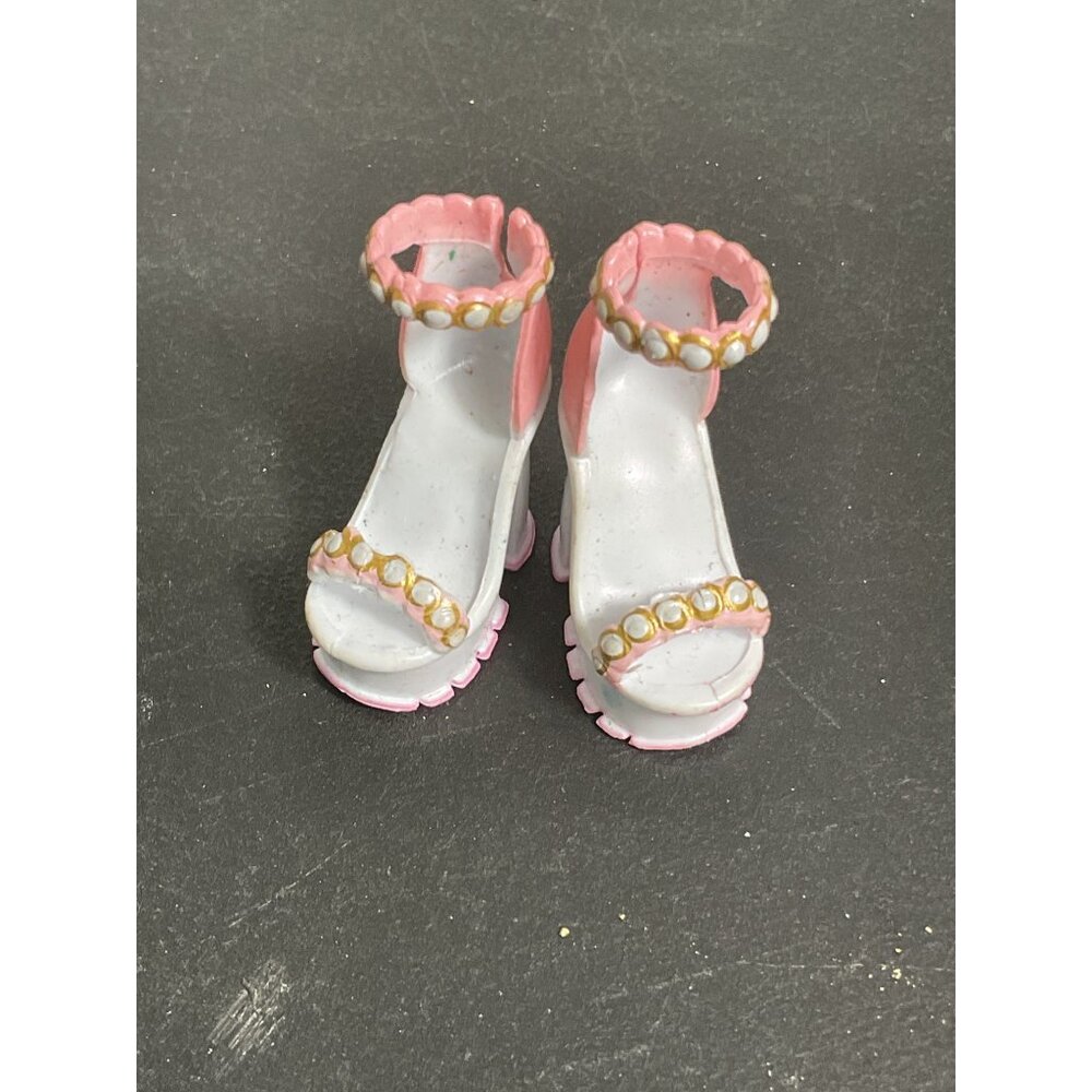 Rainbow High Fashion Doll High Heel Platform Shoes Pink & White With Pearl Detai